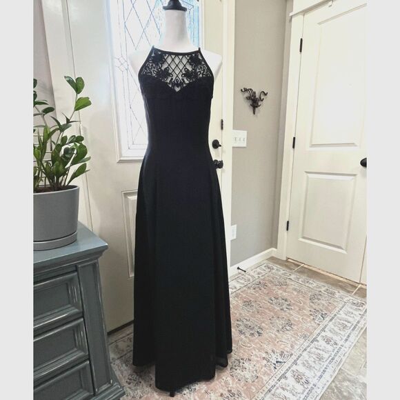 Vintage Scott McClintock Millennium 2000 Dress | Black Beaded Formal Gown Sz 8 - Picture 1 of 10